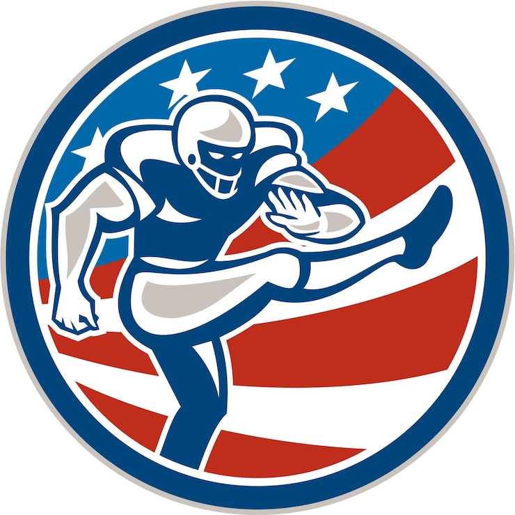 Вектор американский футбол placekicker circle retro