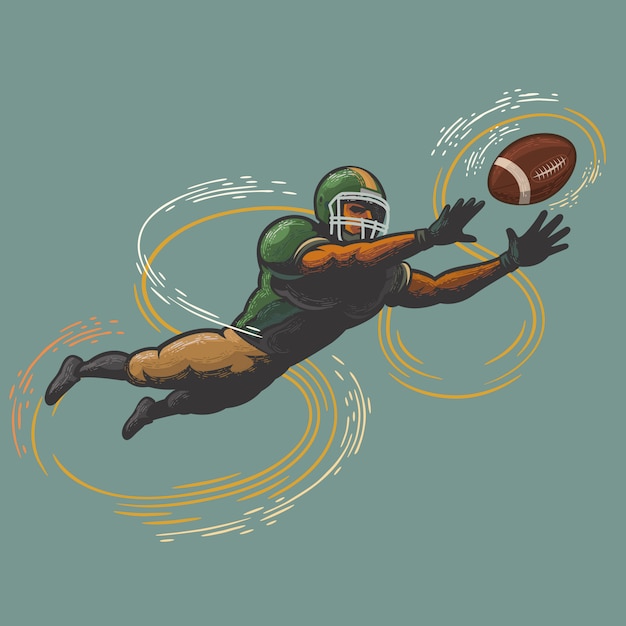 Vector american football player catching ball