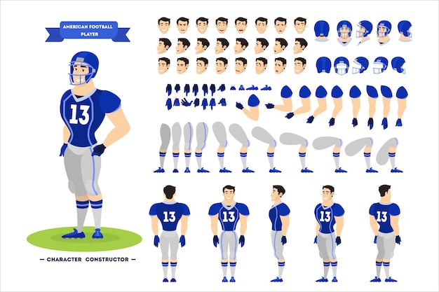 American football player character set for the animation