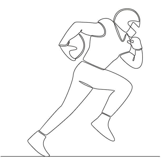 American Football player continuous line drawing vector line art illustration