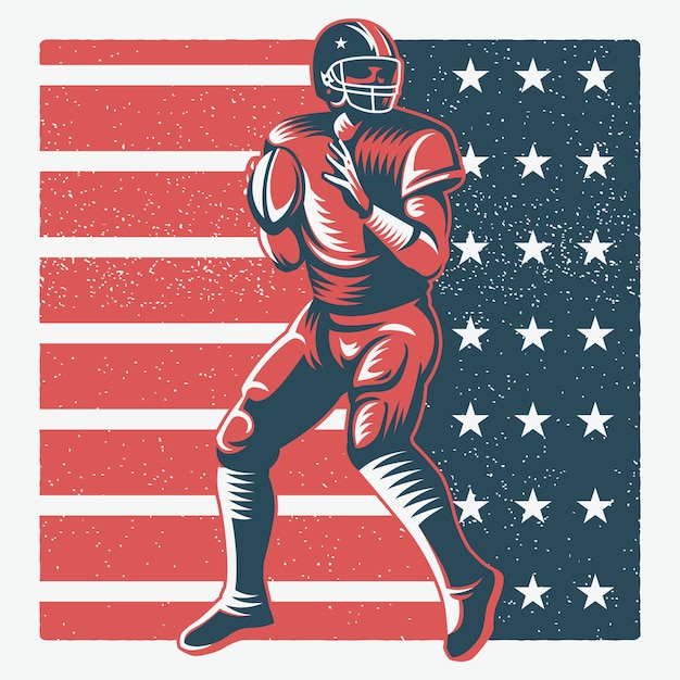 Vettore illustrazione del giocatore di football americano