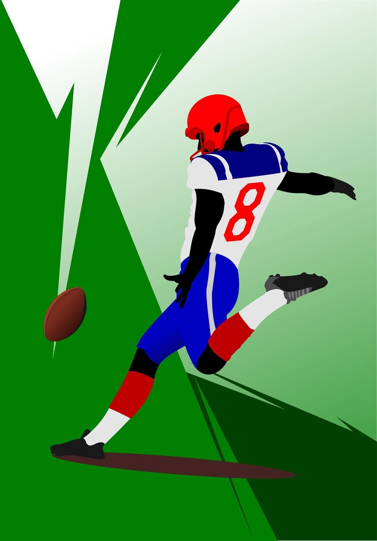 Vector american football player image poster vector 3d illustration hand drawn illustration