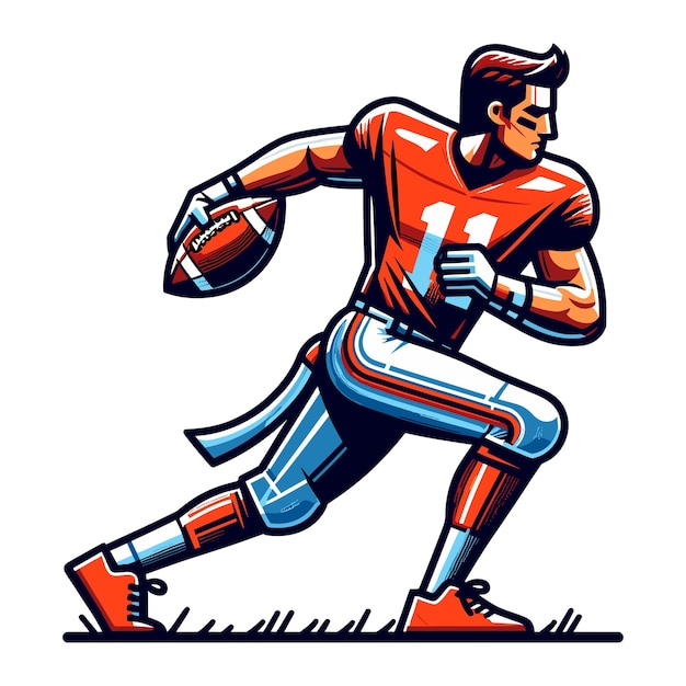 American football player men athlete vector illustration colorful style american football rugby