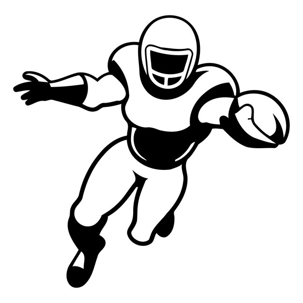 Vector american football player running with ball colorful vector cartoon illustration