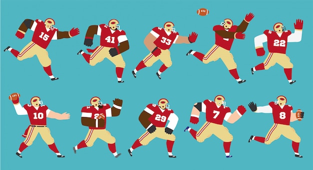 Vector american football player set