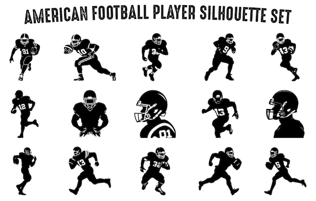 American Football Player Silhouette vector Set American footballer silhouette collection