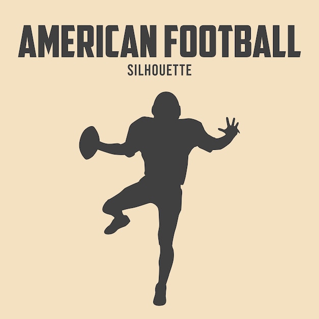 American Football Player Silhouette Vector Stock Illustration 07