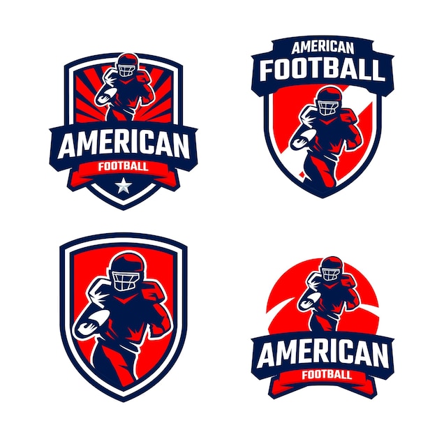 Vector american football player silhouettes badge logo collection