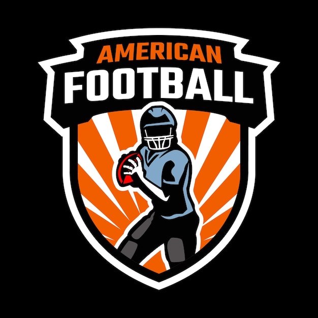 American football player silhouettes badge logo collection