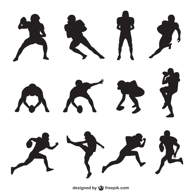 Vector american football player silhouettes collection