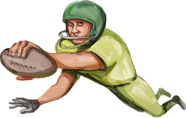 American Football Player Touchdown Caricature