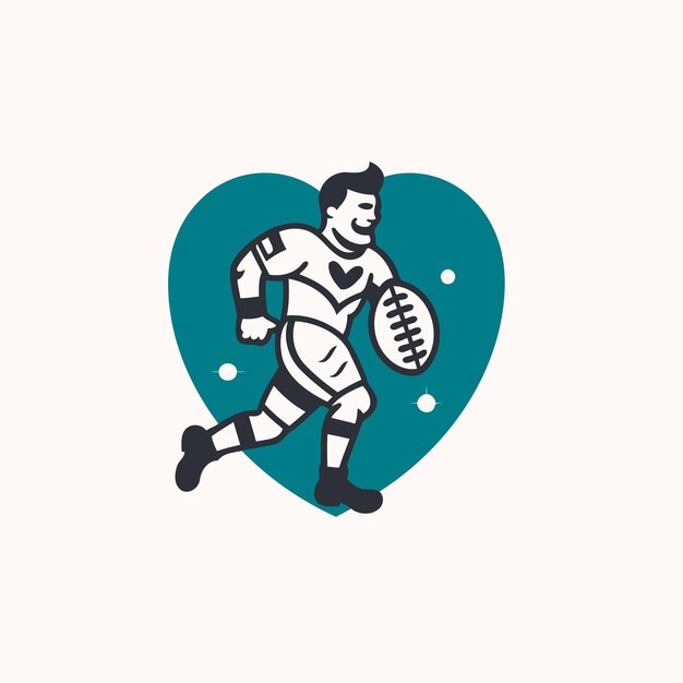 Vector american football player with ball in hand vector illustration in flat style