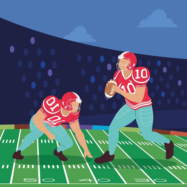 American football players game scene