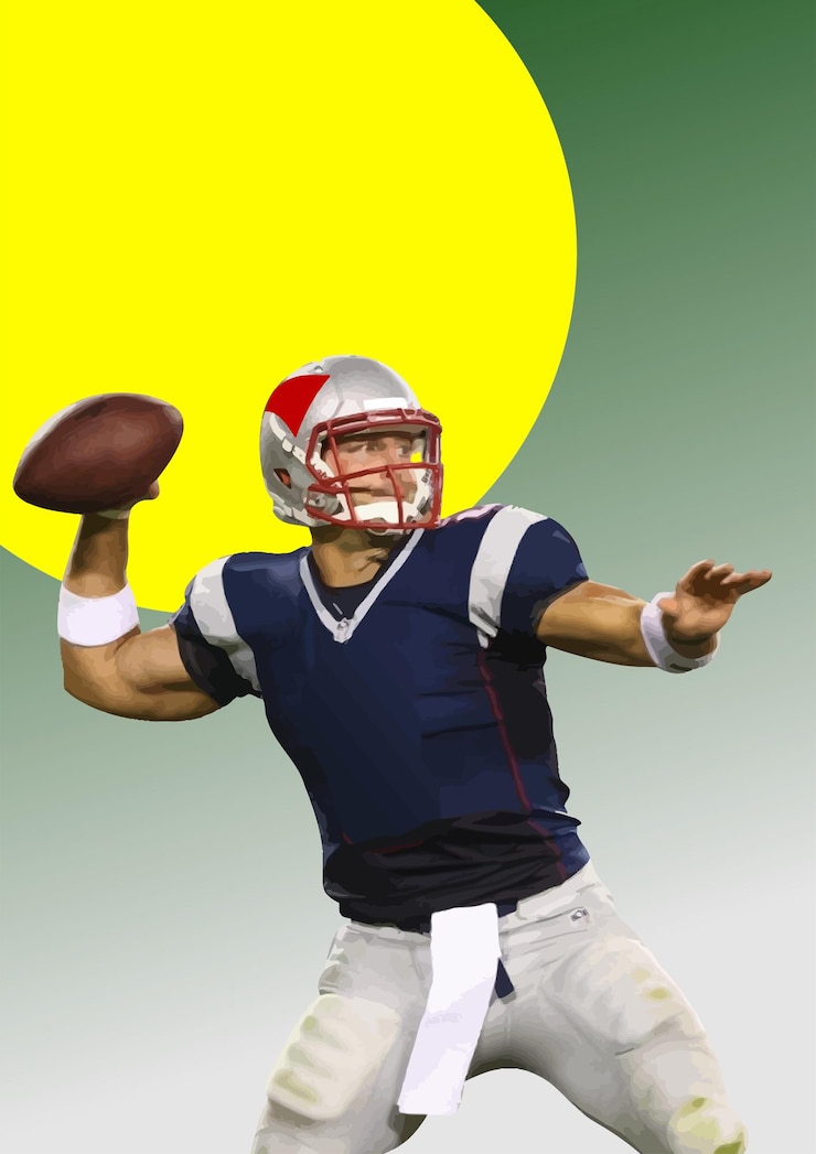 Vector american football quarterback passing ball during game