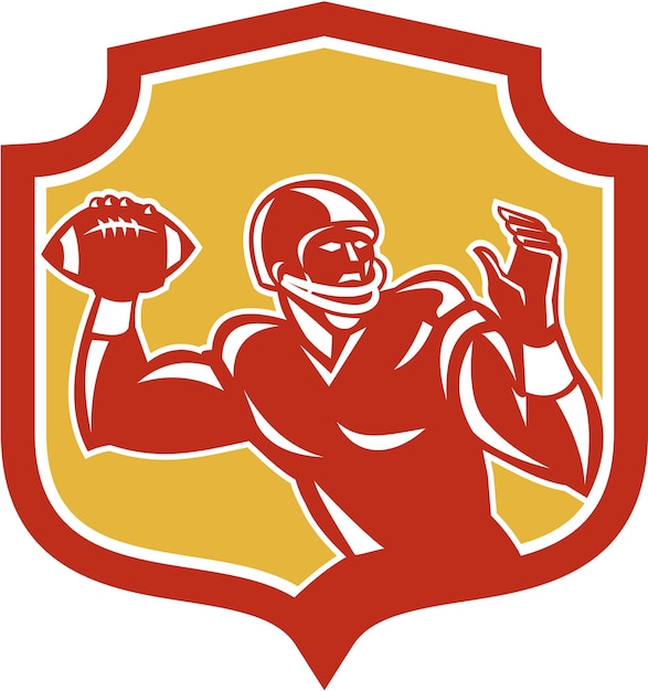 American football quarterback shield retro