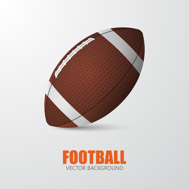 American Football. Realistic single football closeup on a gray background with text. 