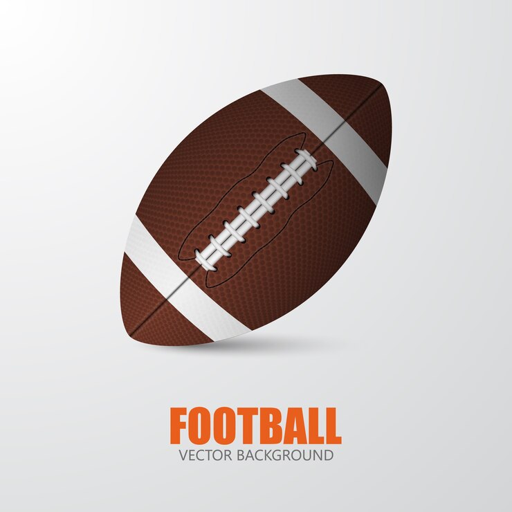 Vector american football. realistic single football closeup on a gray background with text. 