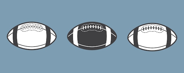 American football and rugby ball set vintage design