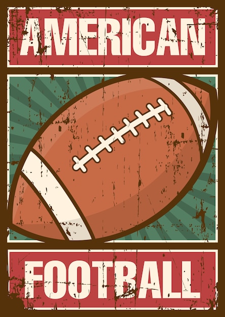 Vettore contrassegno di retro manifesto di arte di schiocco di football americano di sport di rugby