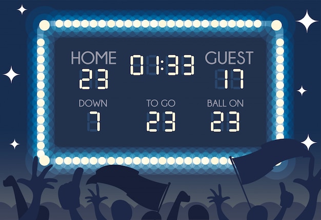 ベクトル アメリカンフットボールのスコアボード、家およびゲスト
