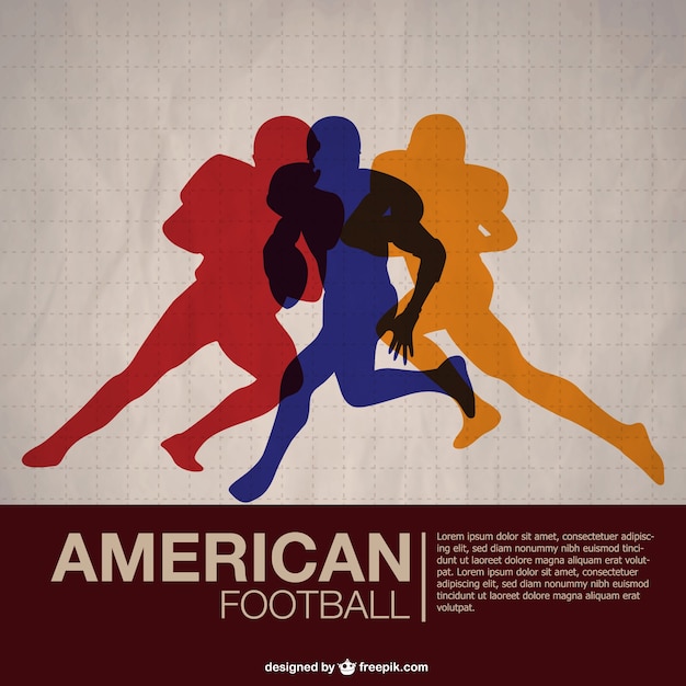 American football silhouettes in different colors