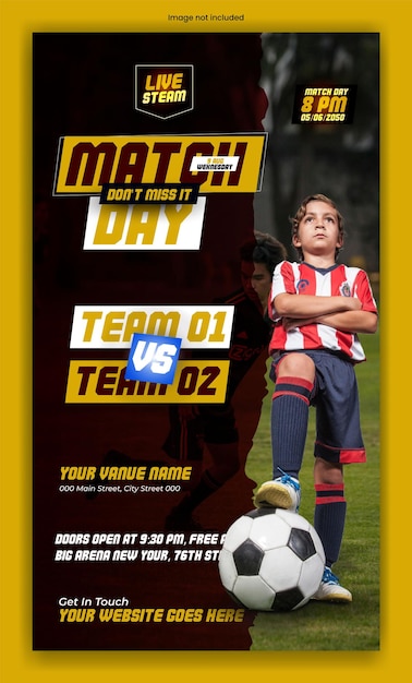 american football and soccer sport event premium vector instagram story template design