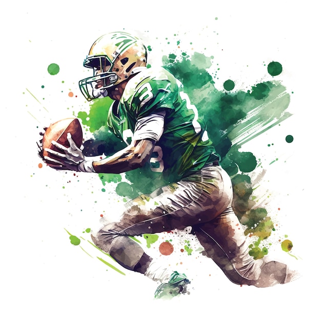 American football speler aquarel verf