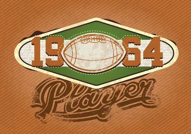 American football-speler insignes 1964 retro kleuren vectorillustratie