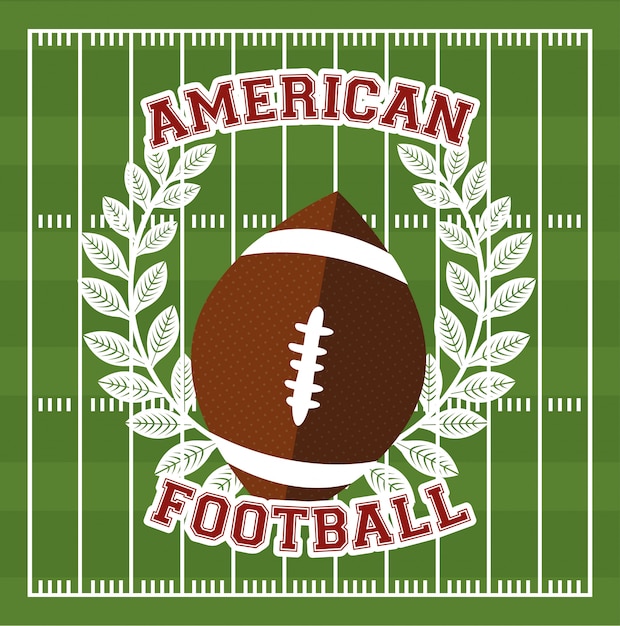 Manifesto di sport di football americano con l'illustrazione del pallone