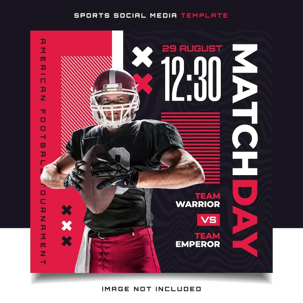 Vector american football sports match day banner flyer for social media post