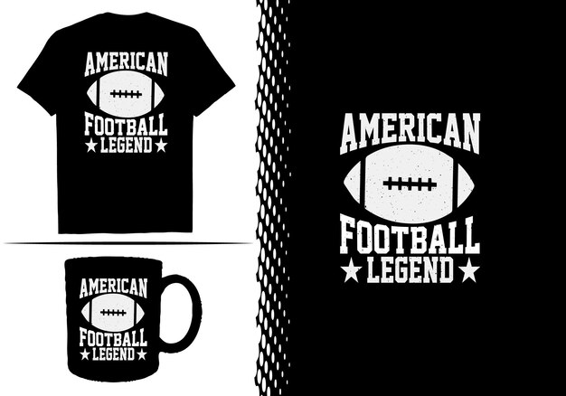 Vettore t-shirt da football americano. design della tazza di football americano. maglia da football americano.