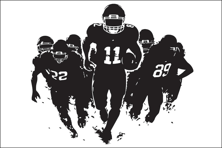 Vector american football team huddle highres silhouette (amerikaans voetbalteam)