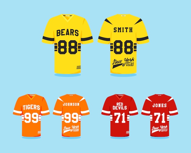 Vector american football uniform collection