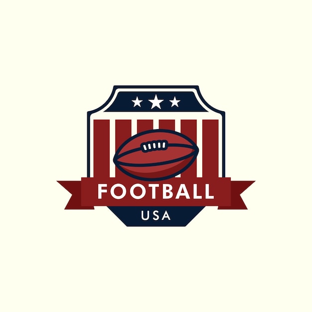 Vector american football vintage style logo with emblem vector template illustration design