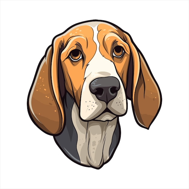 American Foxhound Dog Breed Leuke Cartoon Kawaii Character Animal Pet Isolated Sticker Illustratie