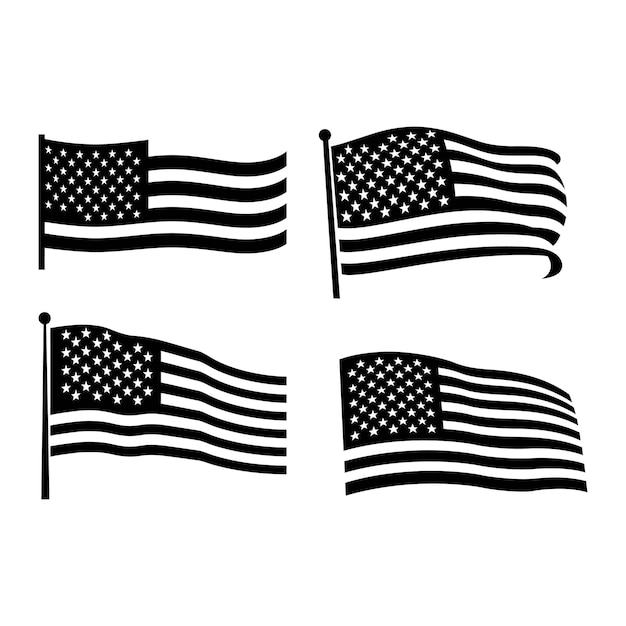 Vector american glory patriotic flag silhouettes