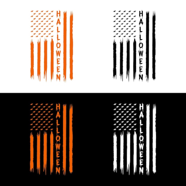 American Halloween Flag Background Design Illustration - Halloween Flag Vector Design Illustration