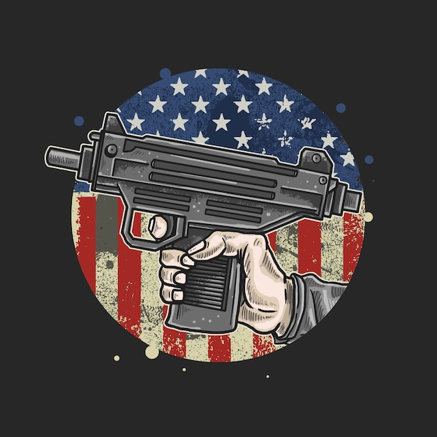 American hand use weapon illustration vector