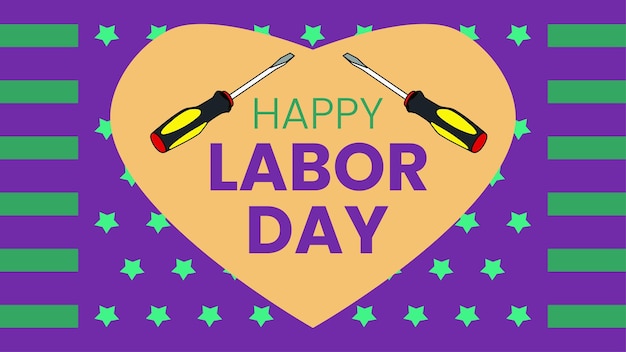 American happy labor day with heart