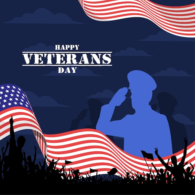 Vettore american happy veterans day a novembre in onore di tutti coloro che hanno servito