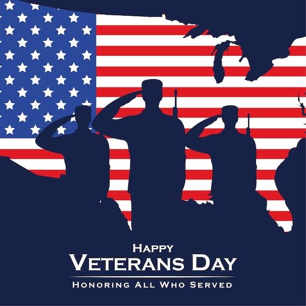 Vettore american happy veterans day a novembre in onore di tutti coloro che hanno servito