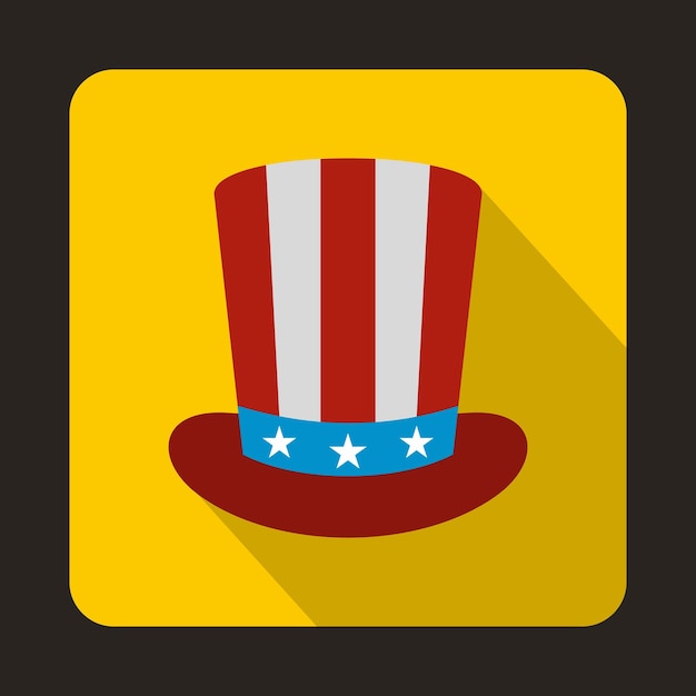 American hat icon in flat style with long shadow Headdress symbol