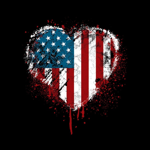 Vector american heart it can be used for merchandise digital printing screenprinting tshirt etc