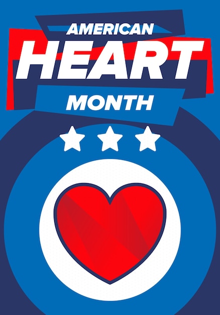 American Heart Month in de VS Nationaal probleem van hart- en vaatziekten Medische vector