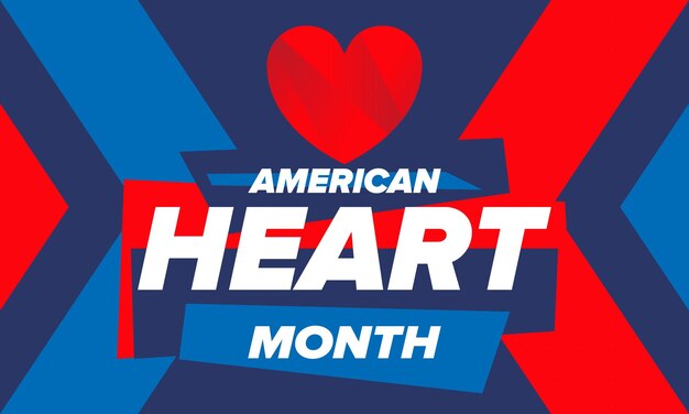 American Heart Month in de VS Nationaal probleem van hart- en vaatziekten Medische vector