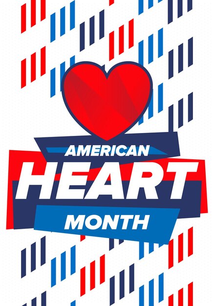 ベクトル 米国のアメリカ心臓月間 心臓と血管の病気に関する全国的な問題 医療ベクトル