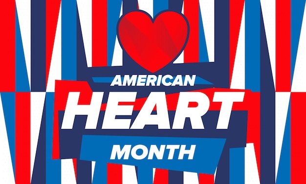 American Heart Month in USA Nationwide problem of heart and blood vessel diseases Medical vector
