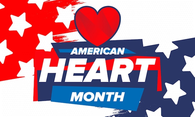 Vector american heart month in usa nationwide problem of heart and blood vessel diseases medical vector