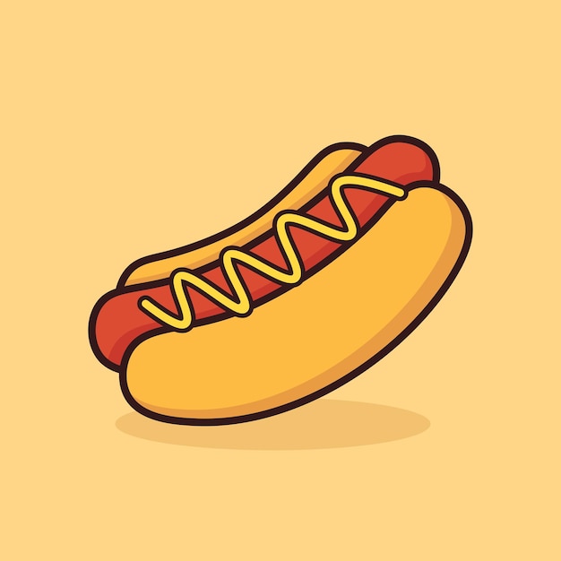 Vettore illustrazione del vettore dell'icona del cartone animato del panino con hot dog americano illustrazione del concetto di icona dell'alimento adatta per il clipart dell'adesivo con il logo dell'icona