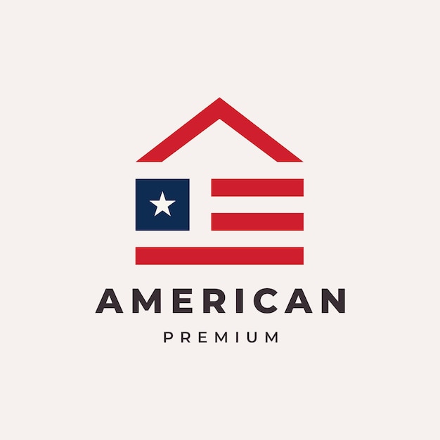 アメリカの住宅建築国家ロゴ デザイン ベクトル抽象的なイラスト